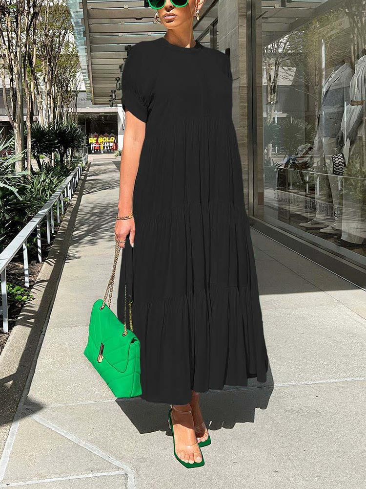 Solid Color Ruffle Dresses