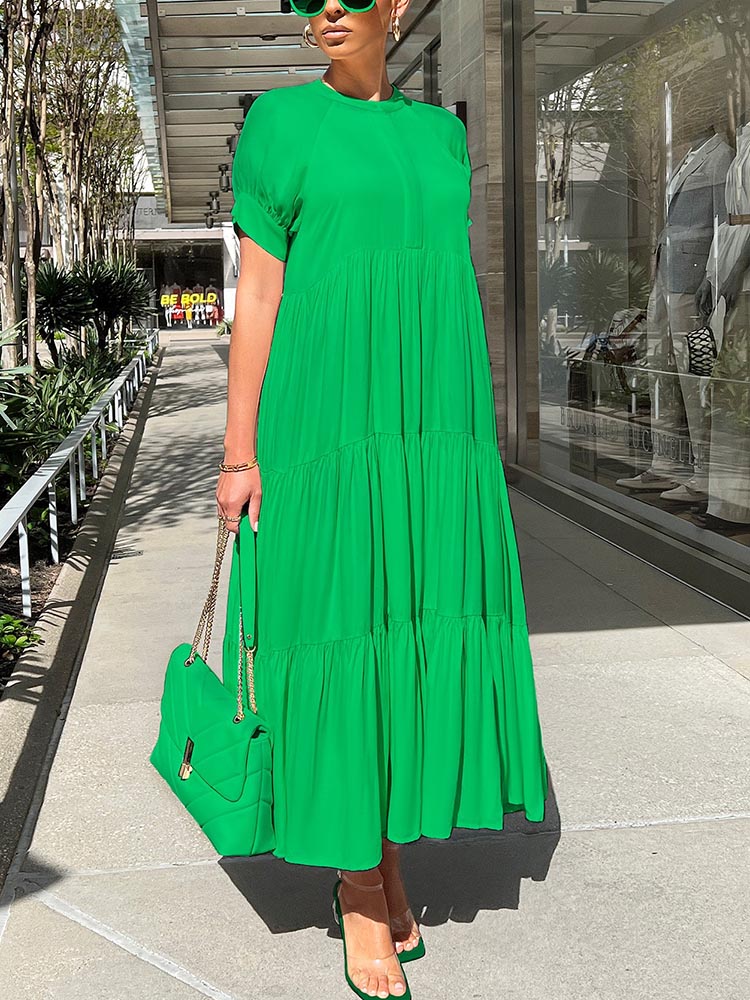 Solid Color Ruffle Dresses