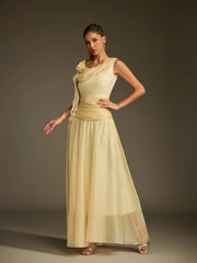 One Shoulder Flower Ruched Maxi Dress