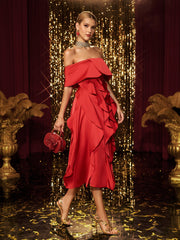 Off Shoulder Ruffle Maxi Dress