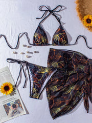 Floral Bikini Set Sporty Three Piece Swimsuitwear 3 Piece Halter Bikini Sets Panties 2026