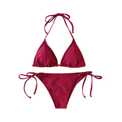 Thong Bikini Set Side Lace-up Swimsuit Bandage Neck Tie Swimwear Adjustable Style Bikini Underwear