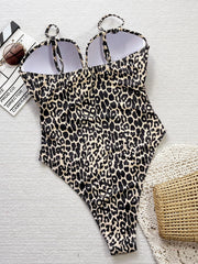 leopard print swimsuit one piece hollow Bikini bathing suit biquini tankini