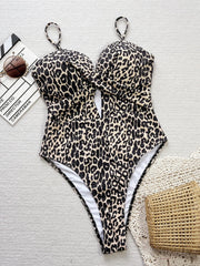 leopard print swimsuit one piece hollow Bikini bathing suit biquini tankini