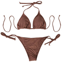 Thong Bikini Two-Piece Set Popular Style Lace-up Lady's Swimwear Micro Thongs Bikini Swimsuit