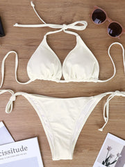 Split Swimsuit Two Piece Set Classic Style Style Strap Strap Bareneck Bareback Bikini Swimsuit