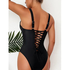 s-xxl size swimsuit One Piece black back bandage Bikini bathing suit biquini
