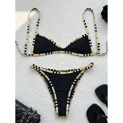 XS - L Plaid Printed Bikini Polka Dot Two-pieces Bikini Set
