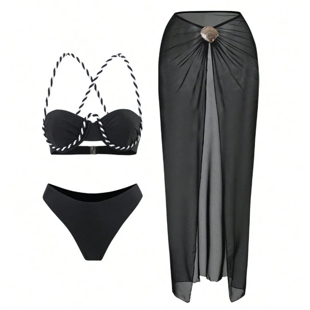 XS - L 3PCS With Underwired Bikini Three-pieces Bikini Set