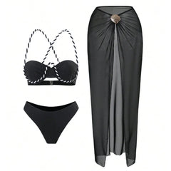 XS - L 3PCS With Underwired Bikini Three-pieces Bikini Set