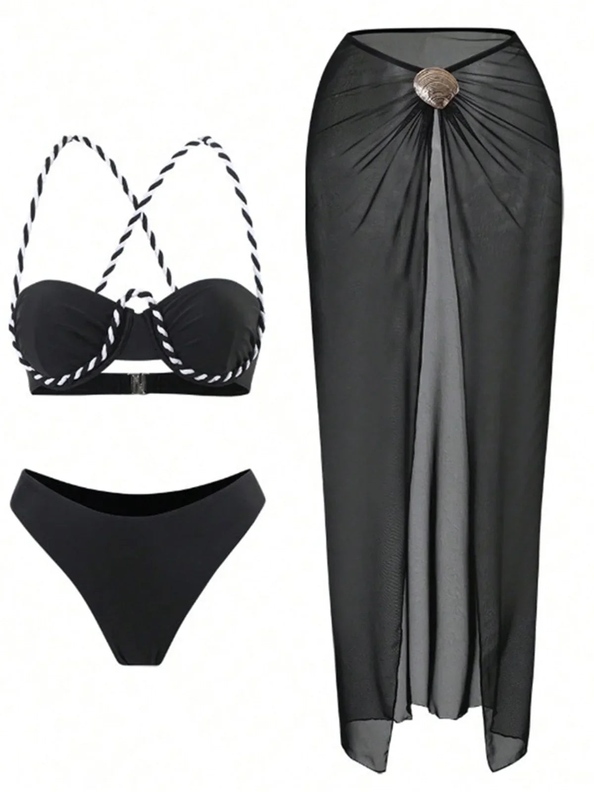 XS - L 3PCS With Underwired Bikini Three-pieces Bikini Set