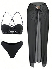XS - L 3PCS With Underwired Bikini Three-pieces Bikini Set