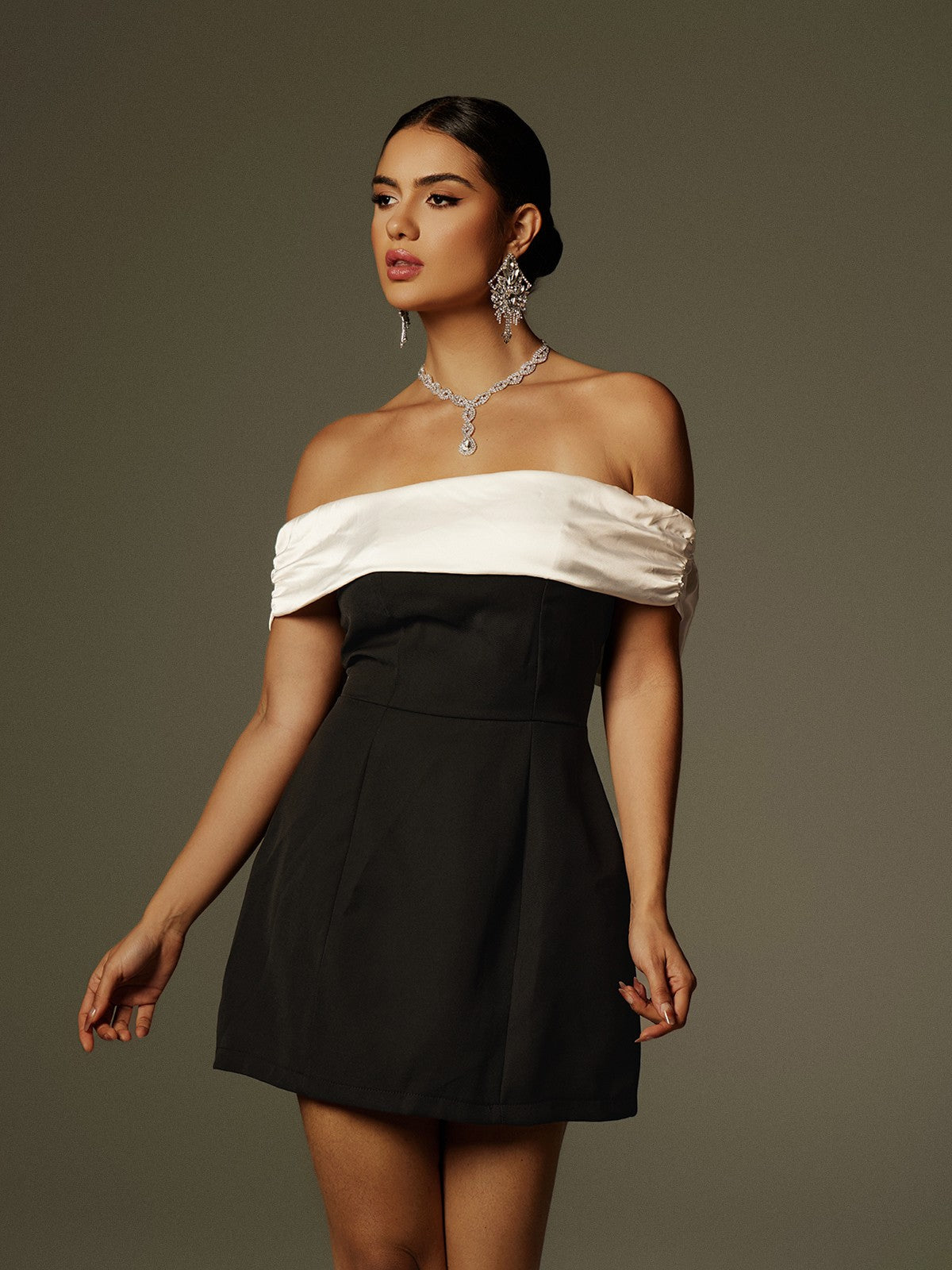 Off Shoulder Bow Mini Dress