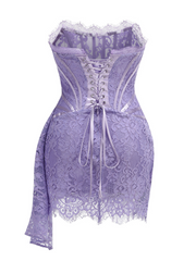 Robe bustier en dentelle lilas
