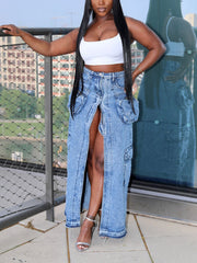 Denim Cargo Skirts