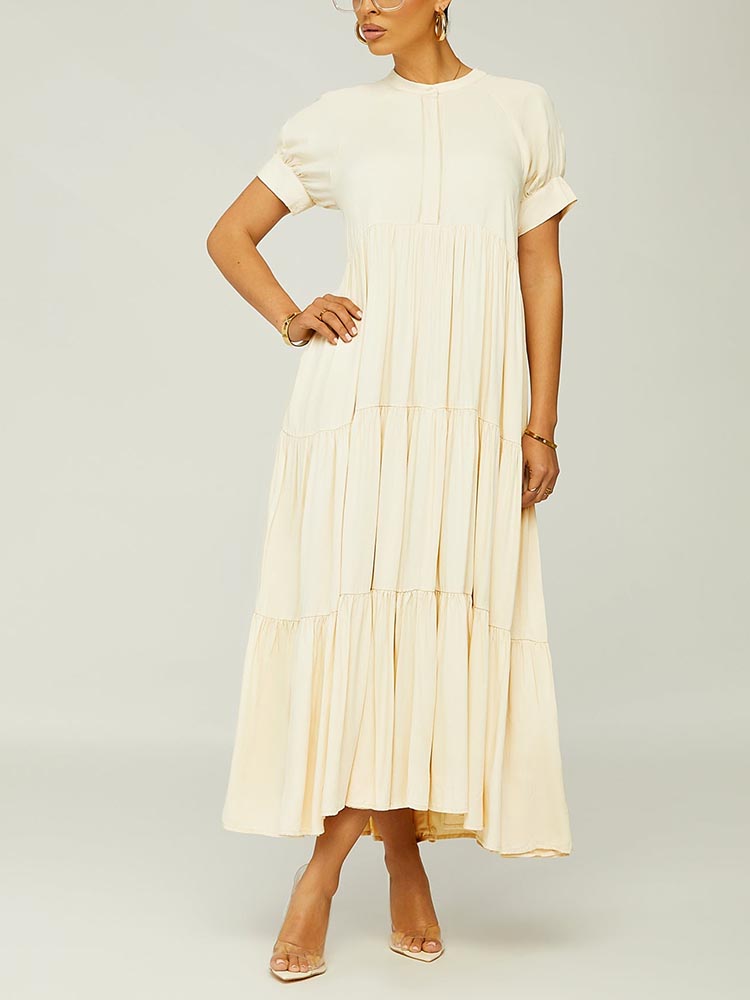 Solid Color Ruffle Dresses