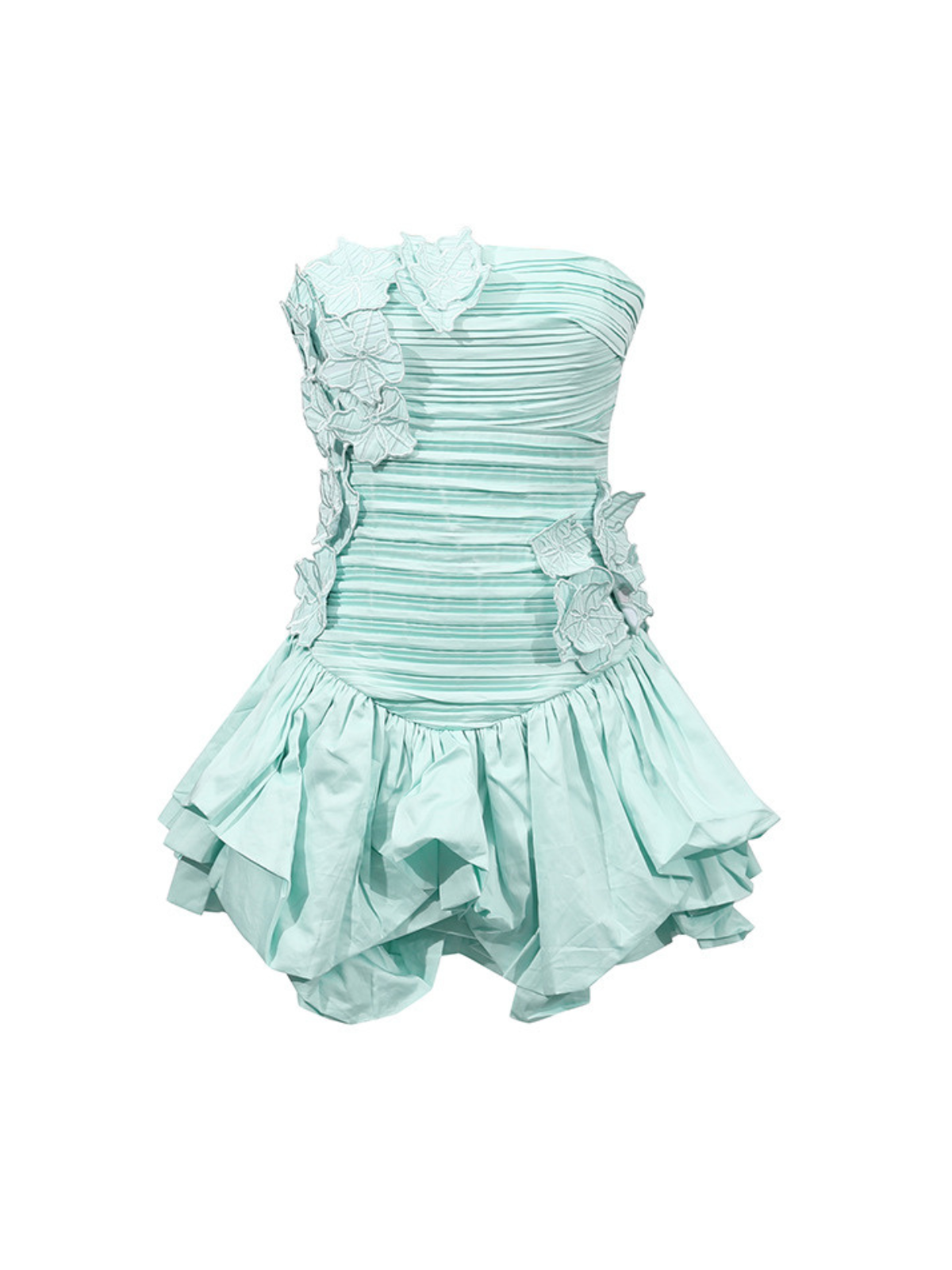 Strapless Flower Tiered Mini Dress