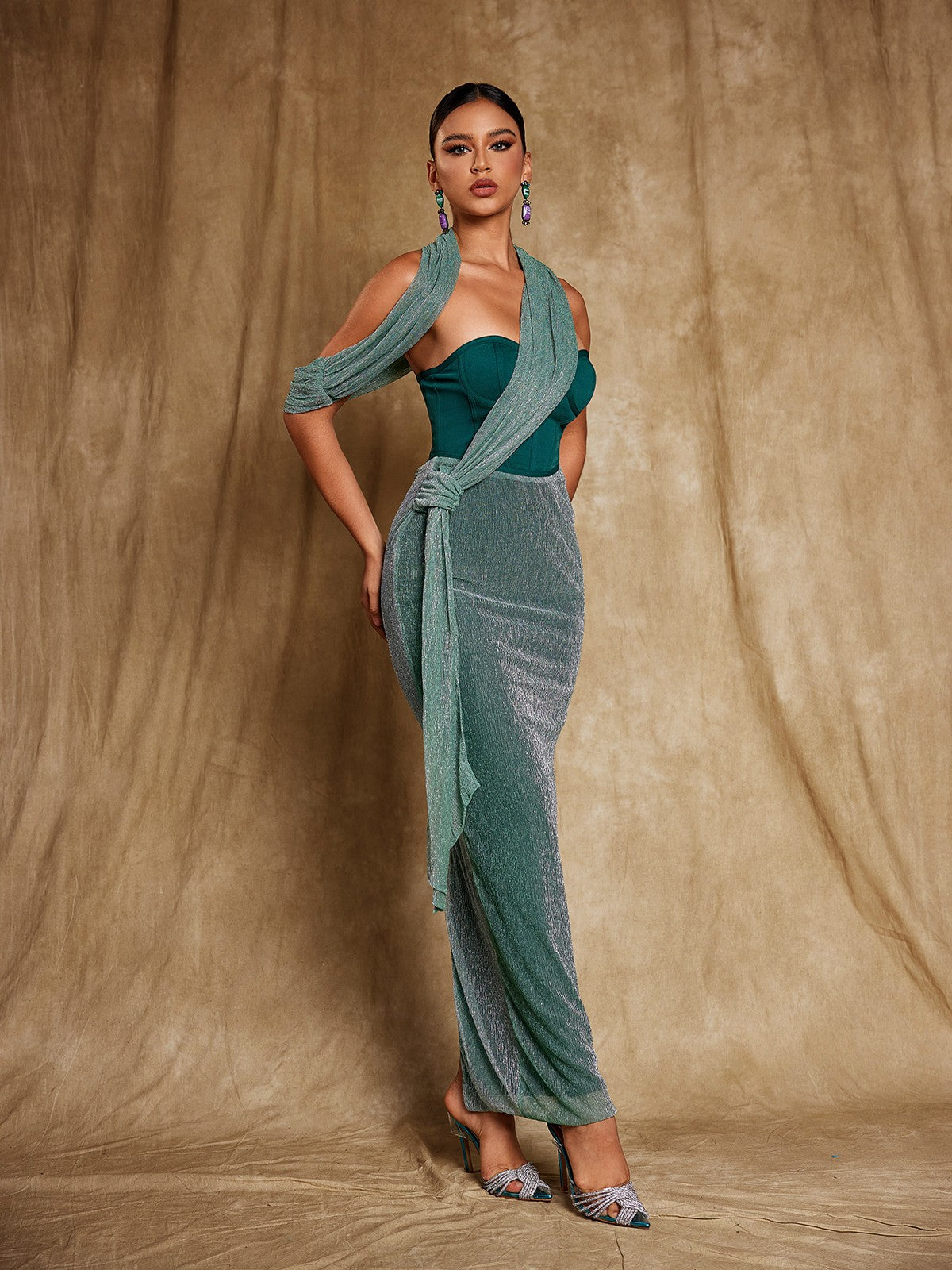 Strapless Patchwork Maxi Dress