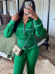 Waffle Jacket  Flare Pants Set