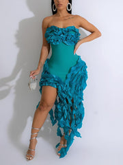 Strapless Irregular Ruffle Dresses