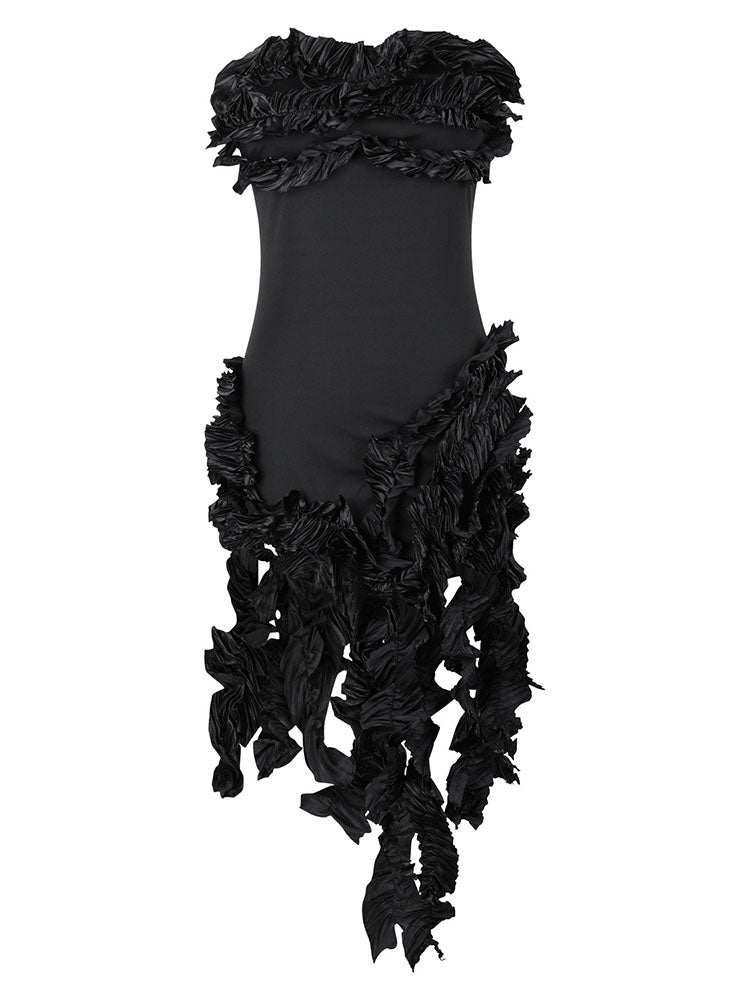Strapless Irregular Ruffle Dresses