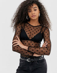 Night Polka Dot Mesh Top