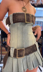 Robe mini corset en jean