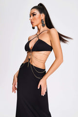 Robe longue dos nu à découpes