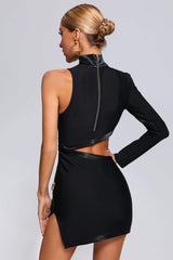 One Shoulder Cutout Mini Bandage Dress