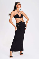 Robe longue dos nu à découpes