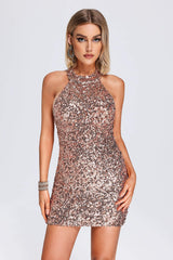 Halterneck Sequin Mini Dress