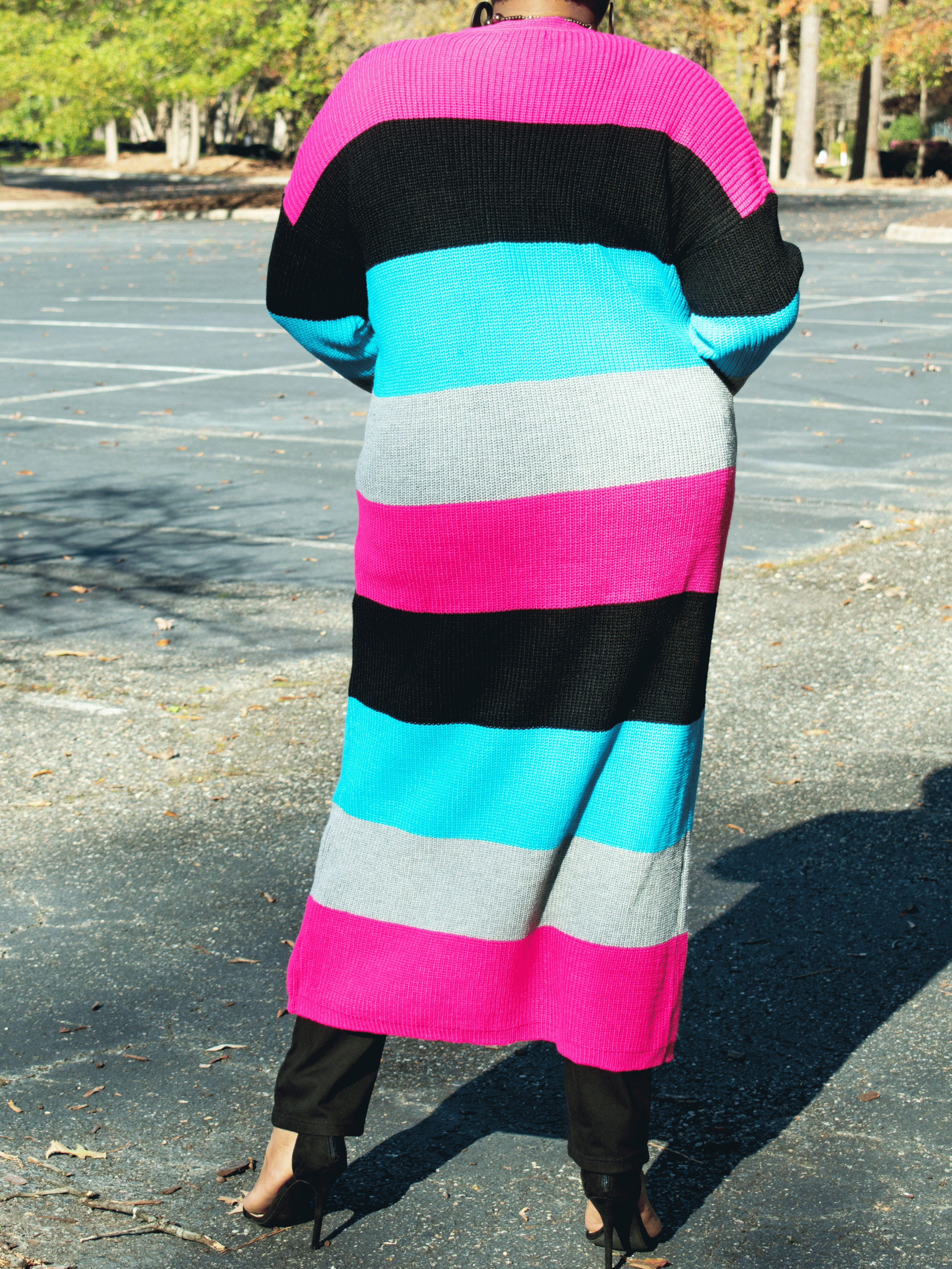 Knitted Multicolor Colorblock Cardigans