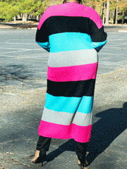 Knitted Multicolor Colorblock Cardigans