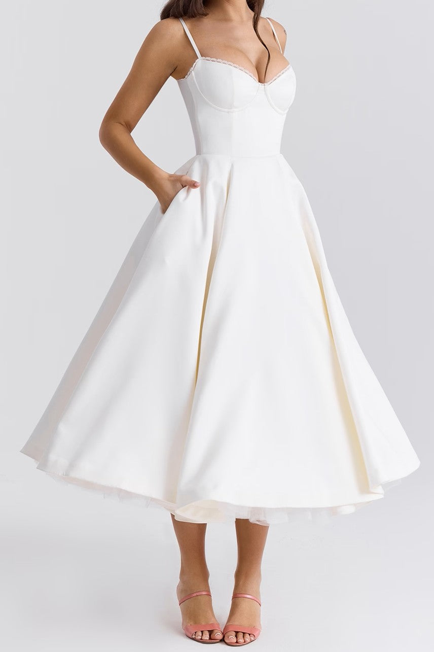 Robe midi en tulle satiné