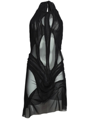 Robe mini froncée à col halter noire 