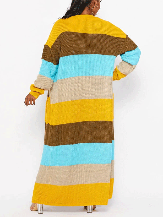 Knitted Multicolor Colorblock Cardigans