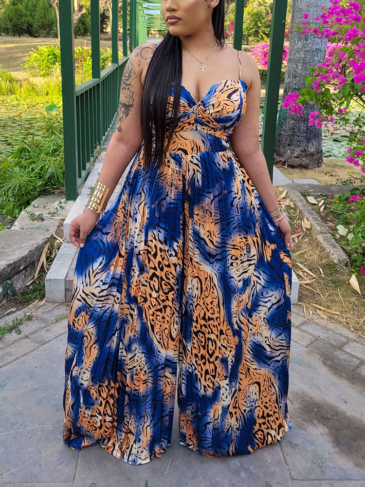Printed Pleated Jumpsuits