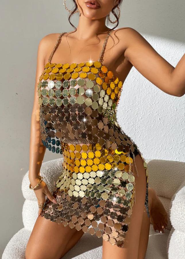 Ensemble deux pièces de sequins multicolores lumineux Gala