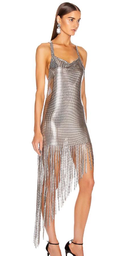 Essential Silver Sequin Fringe Mini Dress