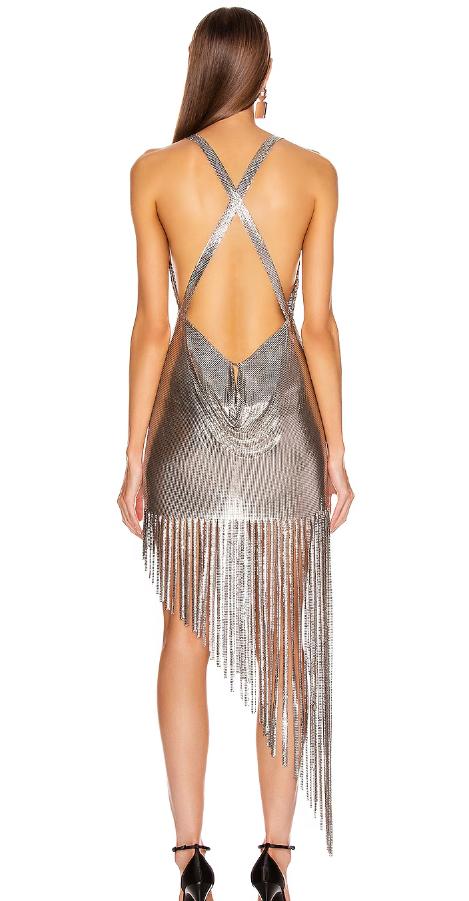 Essential Silver Sequin Fringe Mini Dress