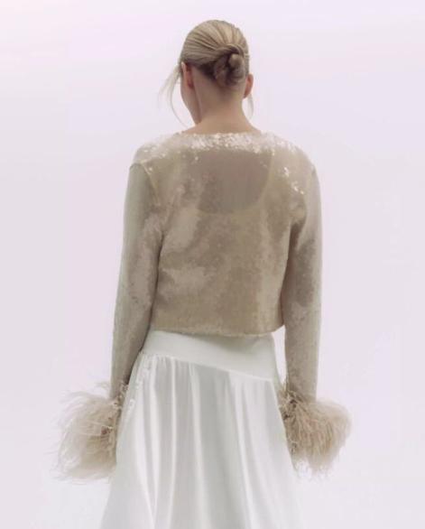 Feather Sequin Cardigan