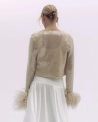 Feather Sequin Cardigan