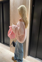 Date Outfit Soft Pink Fuzzy Sweater