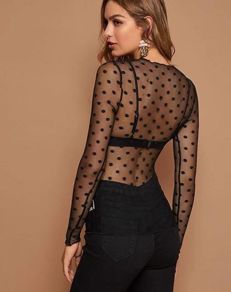 Night Polka Dot Mesh Top