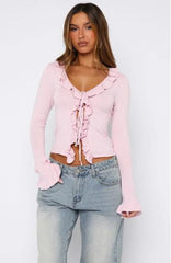 Morning Ruffled Knit Top