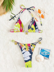 butterfly print halter bikinis Sets two pieces biquini thong Swimsuit Biquini conjunto de bikini tankiniwear