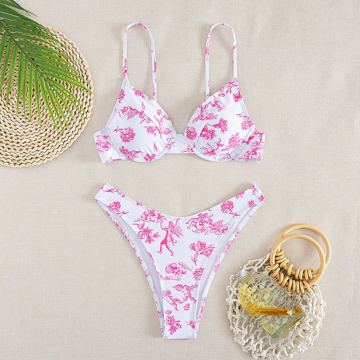 print bikinis Sets two pieces underwire swimsuit bikini Swimsuit Biquini conjunto de bikini tankini