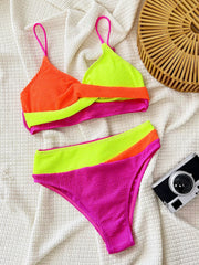 ribbed patchwork cross bikinis Sets two pieces thong color block swimsuit bathingwear biquini bakini