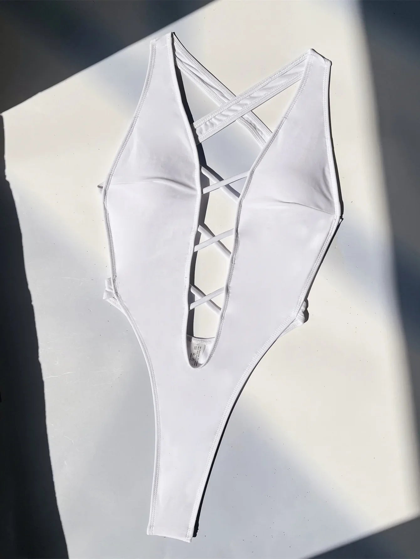 solid cross backless swimsuit one piece bikini thong swimwears biquini bathing black and white 2 color