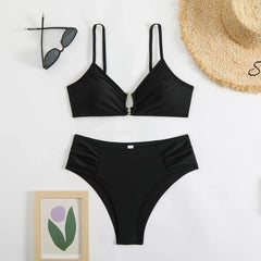 solid bikinis Sets two pieces plain swimsuits bathingwear biquini tankini trikini